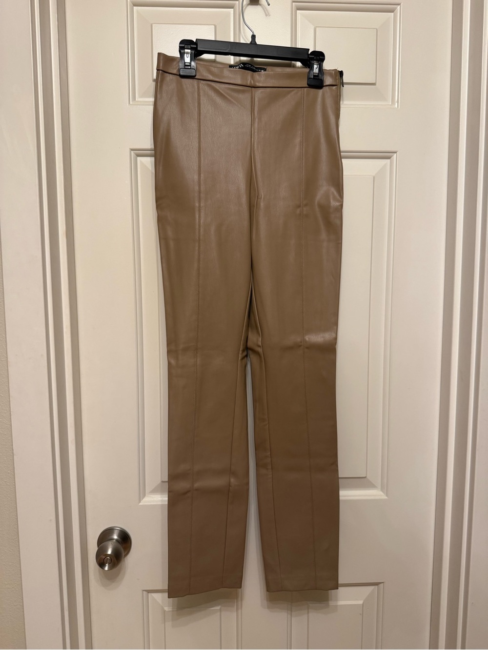 Zara Women's Faux Leather High-Rise Slim Straight Leg Pants